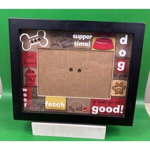 Dog Frame Shadow box Picture Frame Wood 9"x7" Holds 3"x5" Picture